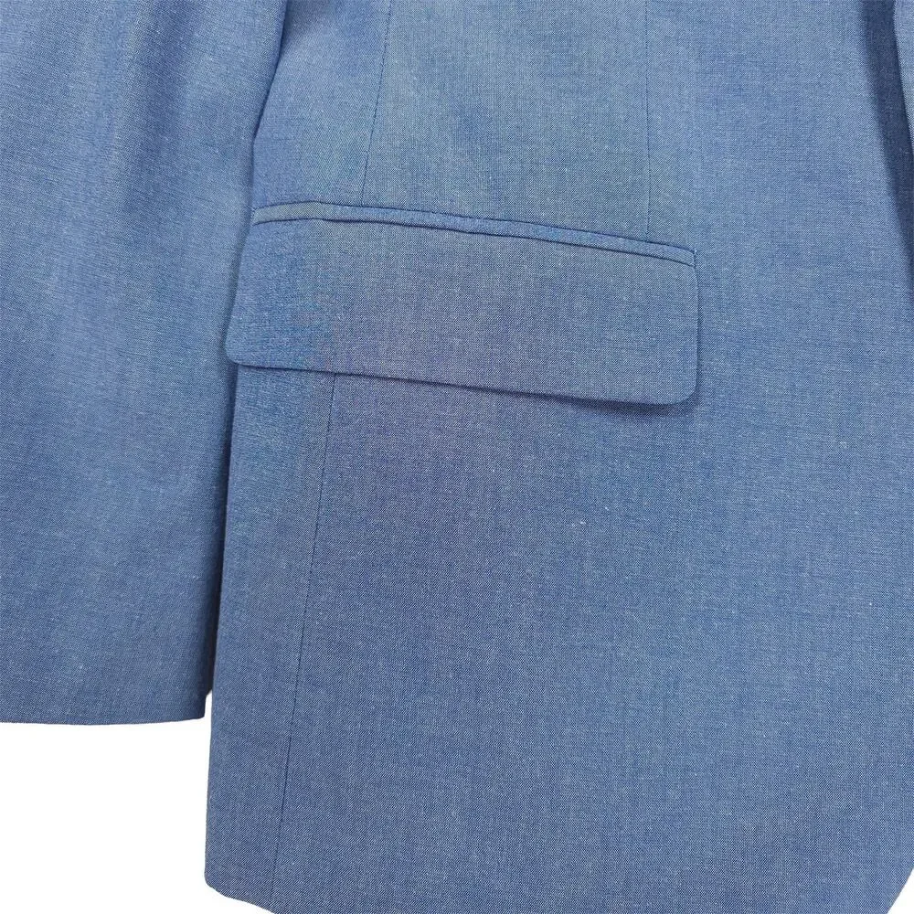 Tommy Hilfiger Mens Modern Fit Sport Coat 40S Blue Solid Stretch Cotton Chambray